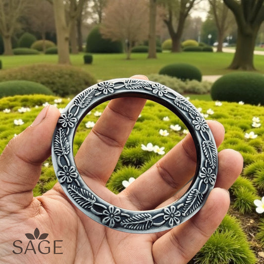 Deep Engraved Floral Design Rustproof Kada