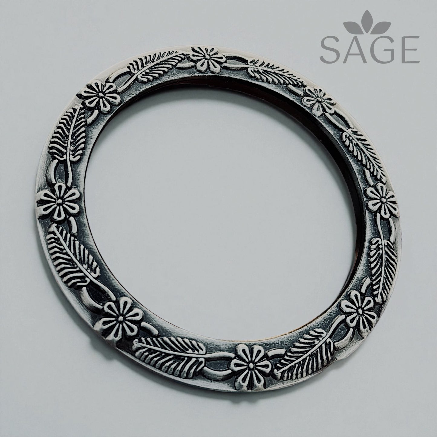 Deep Engraved Floral Design Rustproof Kada