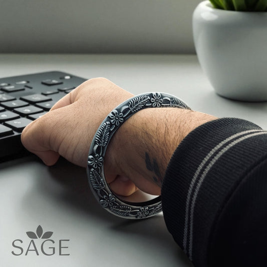 Deep Engraved Floral Design Rustproof Kada