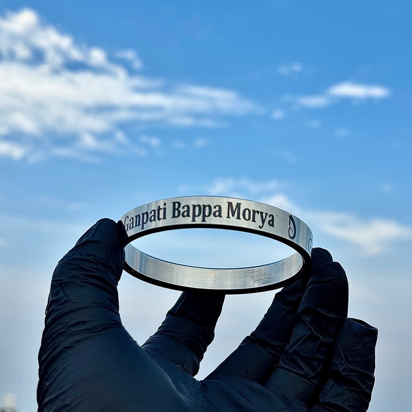 Ganpati Bappa Morya Kada | Stainless Steel Kada with Om Gan Ganapati Namah Mantra