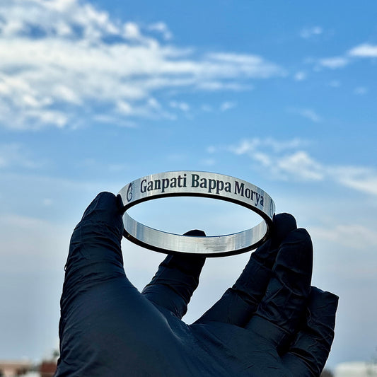 Ganpati Bappa Morya Kada | Stainless Steel Kada with Om Gan Ganapati Namah Mantra