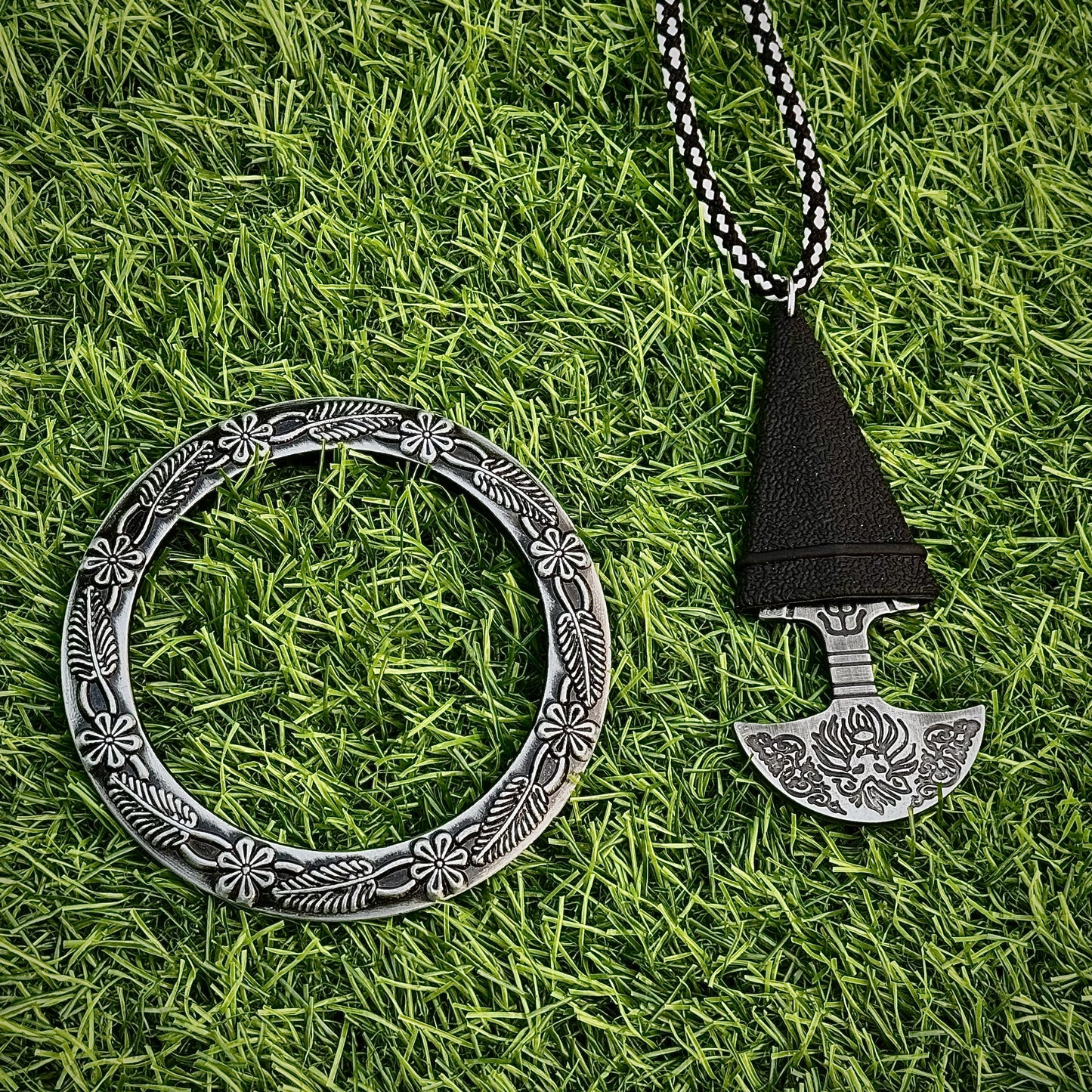 Sikh Locket Kirpan and Deep Engraved Kada Combo