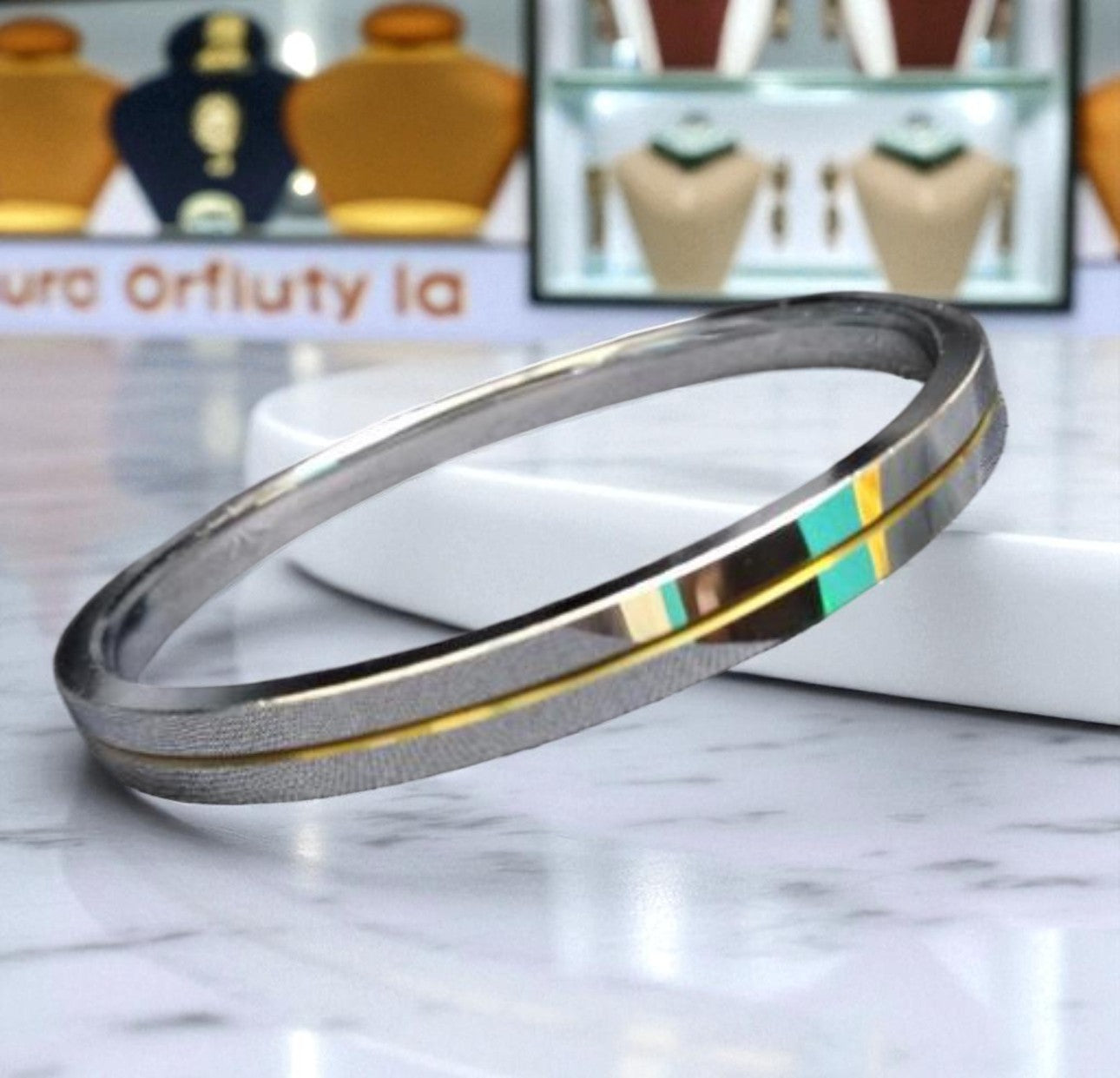 Fusion BrassLine Kada – Premium Stainless Steel Bracelet with Mirror Finish