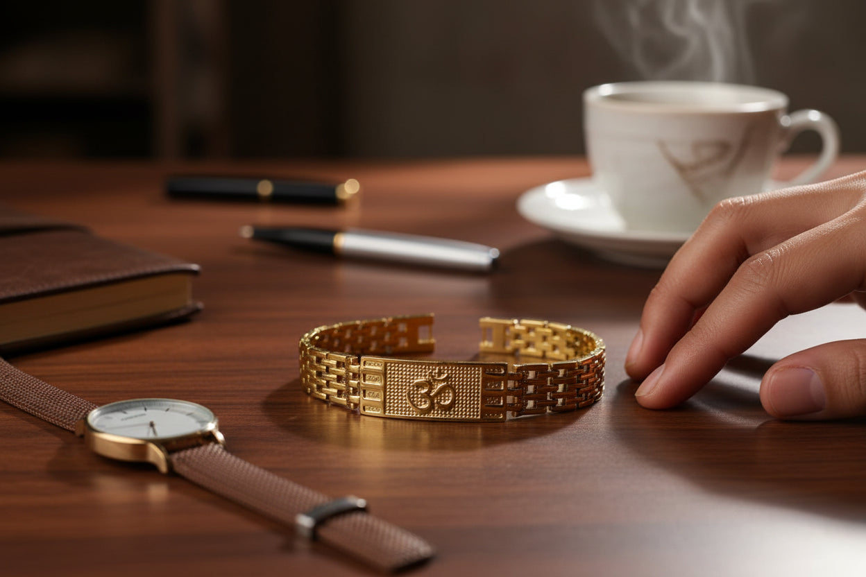 Om Gold Plated Bracelet for Men & Women | 18K Anti-Tarnish Spiritual Bracelet