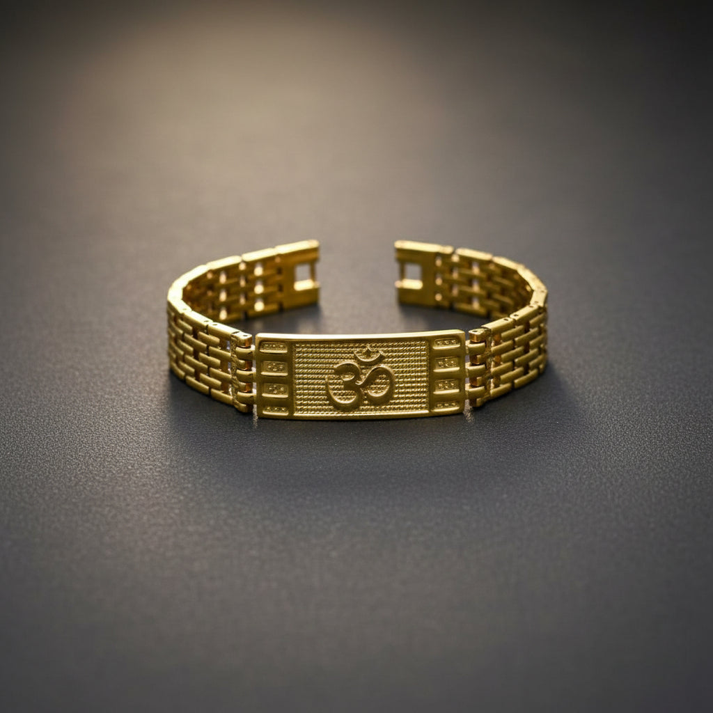 Om Gold Plated Bracelet for Men & Women | 18K Anti-Tarnish Spiritual Bracelet
